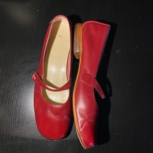 Red leather mary jane / ballet flats